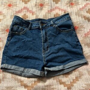 Denim Blue High Waisted Women's Shorts